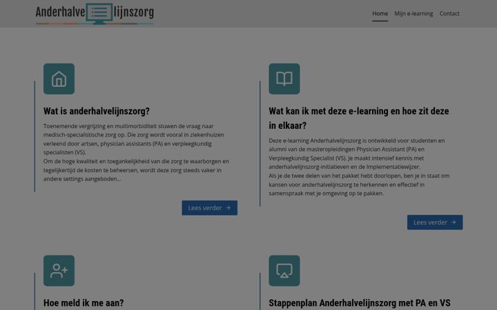 Ekrānuzņēmums no elearning-anderhalvelijnszorg.nl