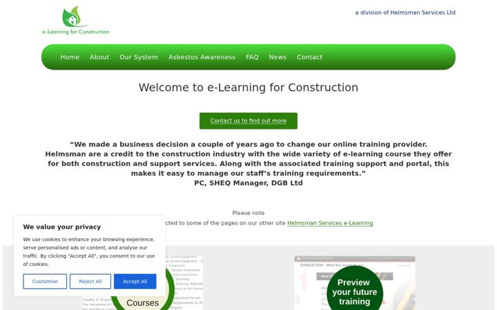 Zrzut ekranu elearningforconstruction.co.uk