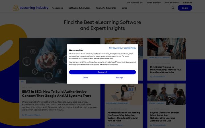 Snímek obrazovky elearningindustry.com