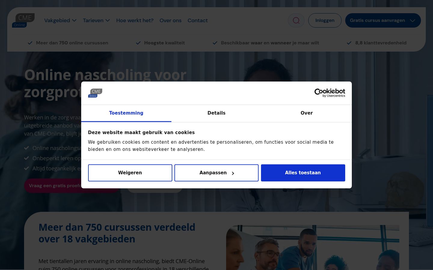 Ekrānuzņēmums ar piekrišanas baneri, kas tika rādīts pirms jebkādas mijiedarbības
