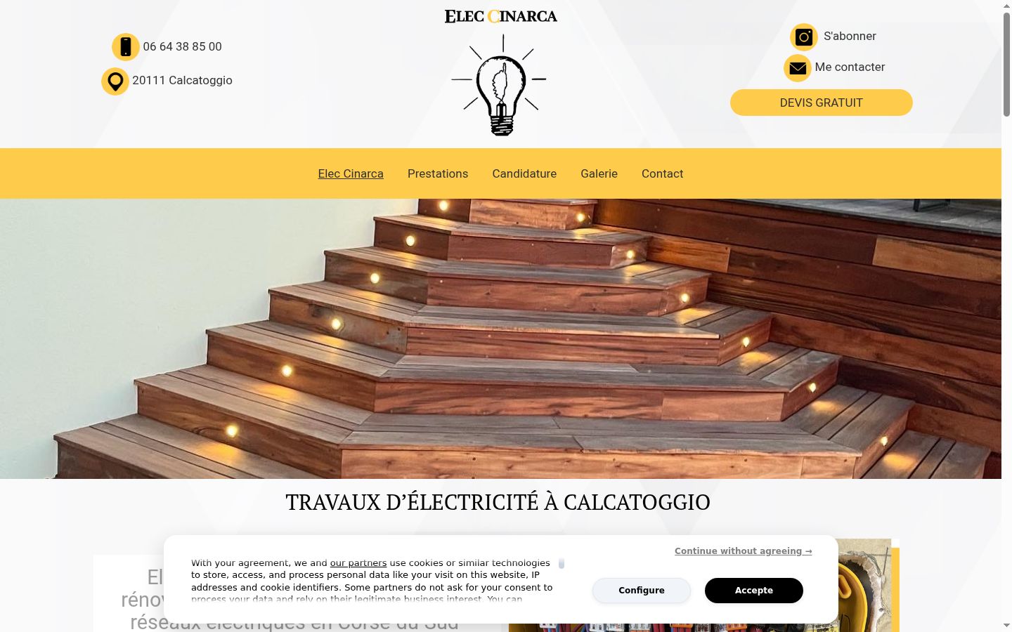 Screenshot del banner di consenso mostrato prima di qualsiasi interazione