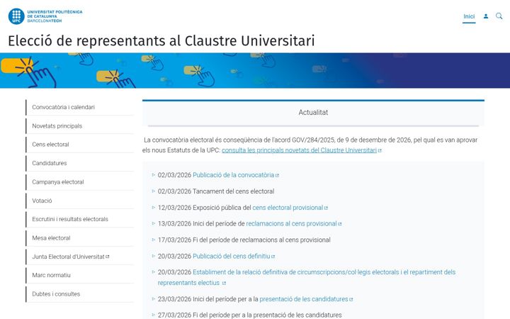 Screenshot of eleccionsclaustre.upc.edu