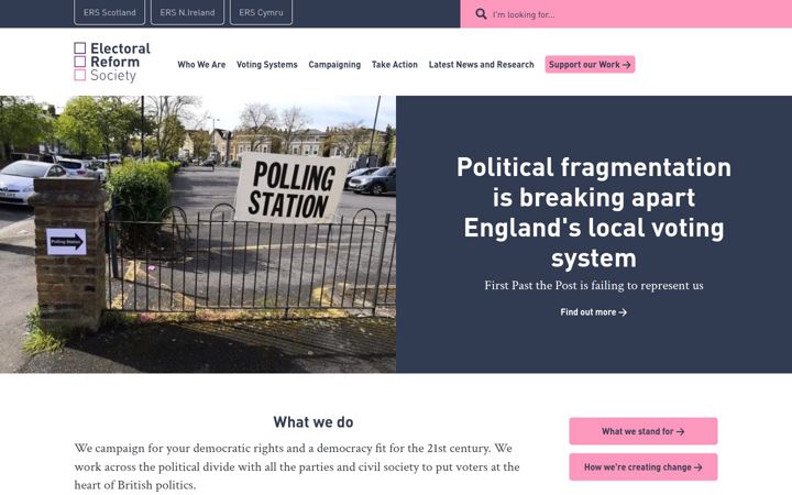 Screenshot of electoral-reform.org.uk