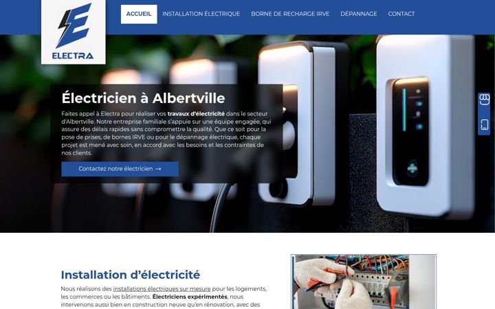Captură de ecran a electra-electricite.fr