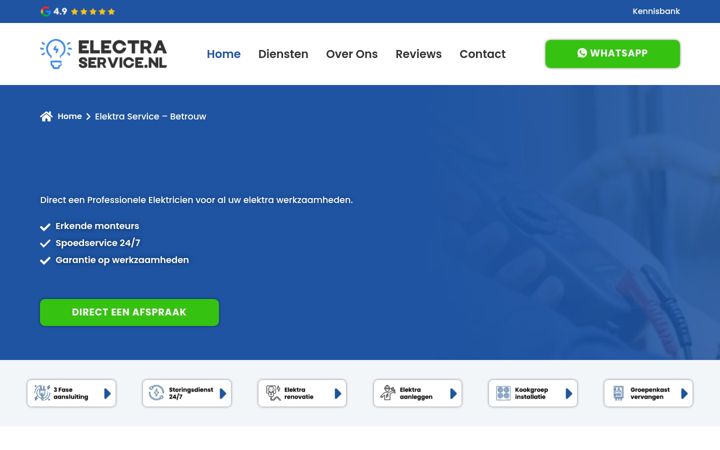 Ekrānuzņēmums no electra-service.nl