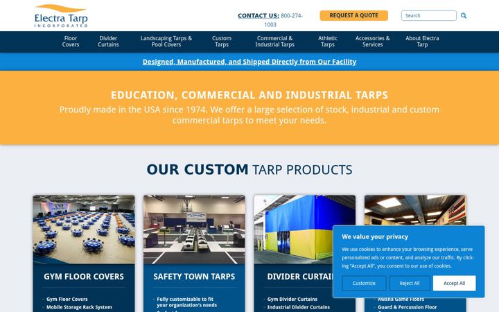 Screenshot of electratarp.com