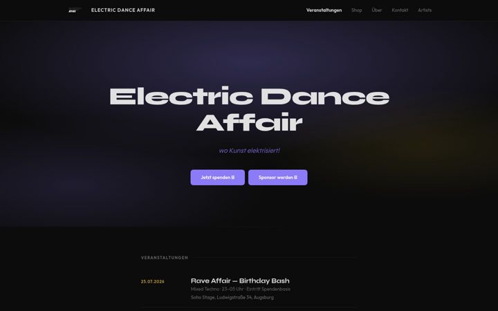 Screenshot di electric-dance-affair.de