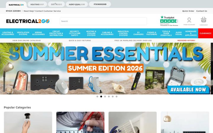 Screenshot του electrical2go.co.uk