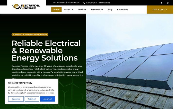 Snimka zaslona za electricalfinesseltd.co.uk