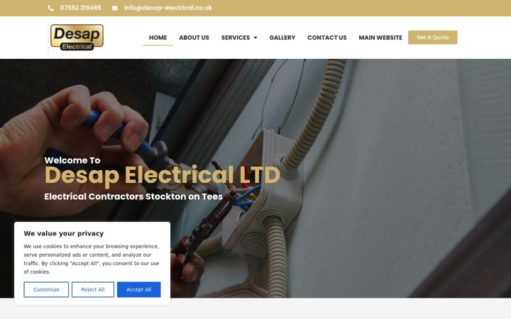 Snimka zaslona za electricalsafetycertificatesstockton.co.uk