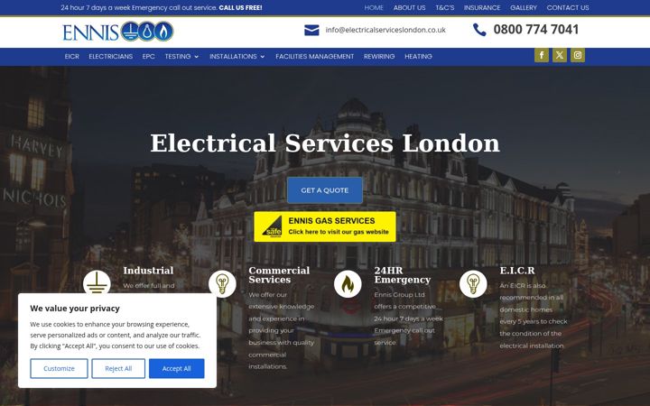 Snimka zaslona za electricalserviceslondon.co.uk