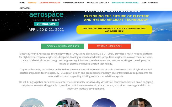 Screenshot of electricandhybridaerospacetechnologyvirtuallive.com