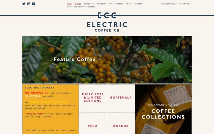 Snimka zaslona za electriccoffee.co.uk