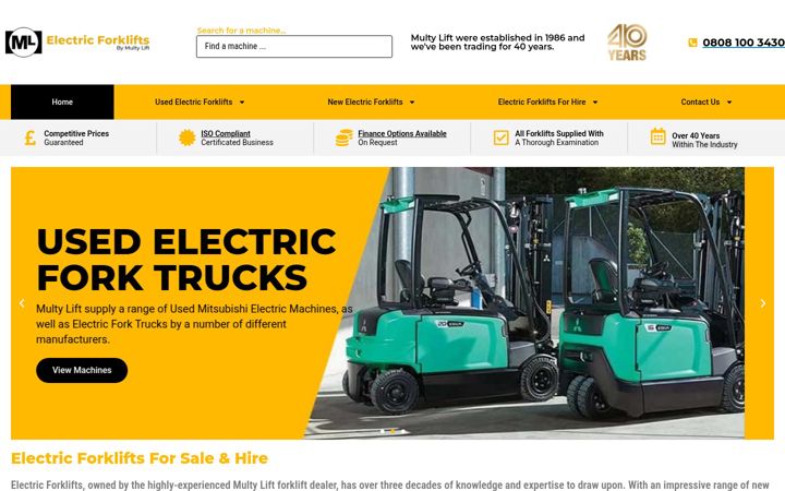 Snimka zaslona za electricforklifttrucks.co.uk