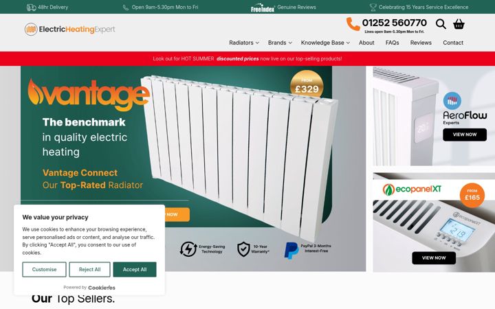 Snimka zaslona za electricheatingexpert.co.uk