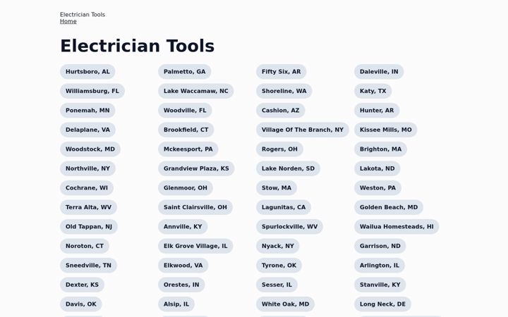 Screenshot of electrician-tools.com