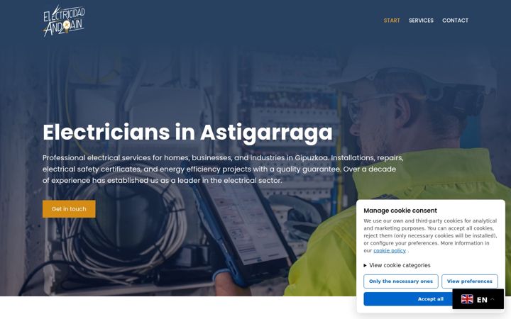 Screenshot of electricidadandoain.com