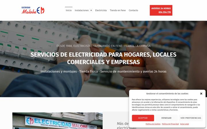 Screenshot of electricidadmalobe.com