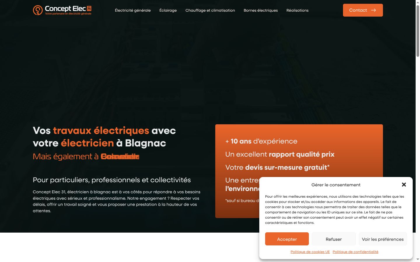 Screenshot del banner di consenso mostrato prima di qualsiasi interazione