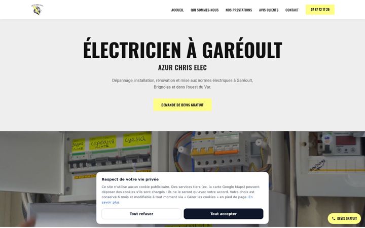 Snímek obrazovky electricien-gareoult.fr