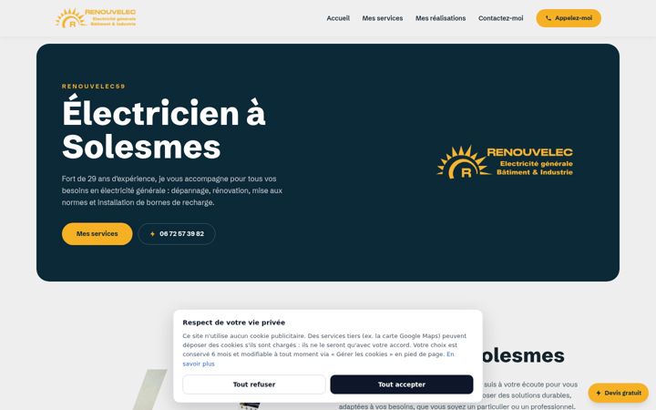 Screenshot stránky electricien-solesmes.fr