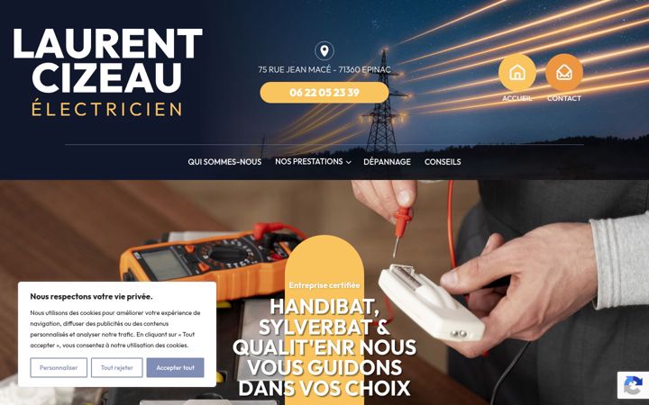 Screenshot stránky electricien71-laurentcizeau.fr