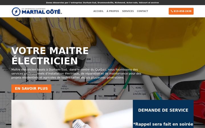 Screenshot of electricienmartialcote.com