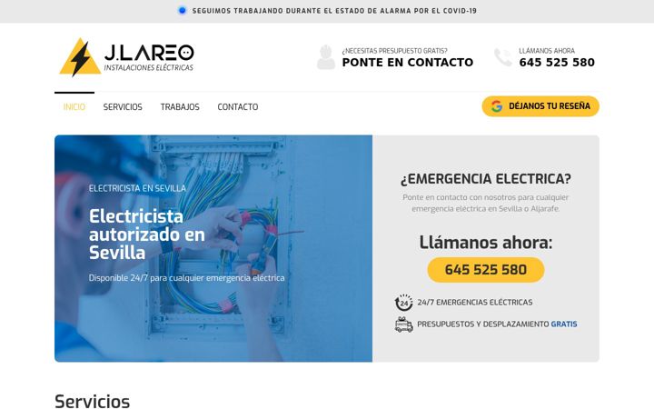 Posnetek zaslona electricistaensevilla.com.es