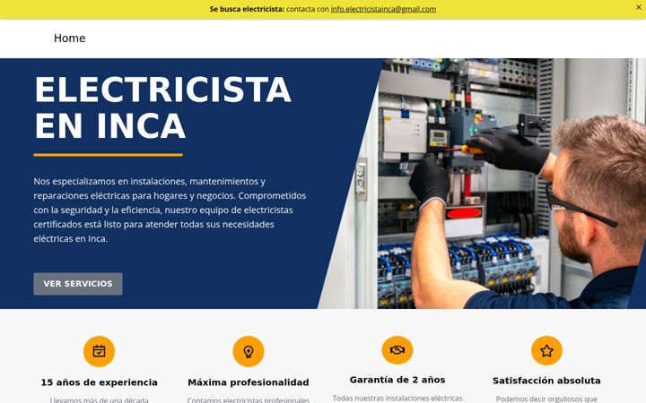 Captura de ecrã de electricistainca.es