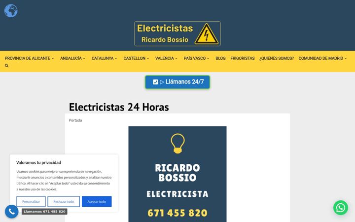 Skjermbilde av electricistas24rb.es