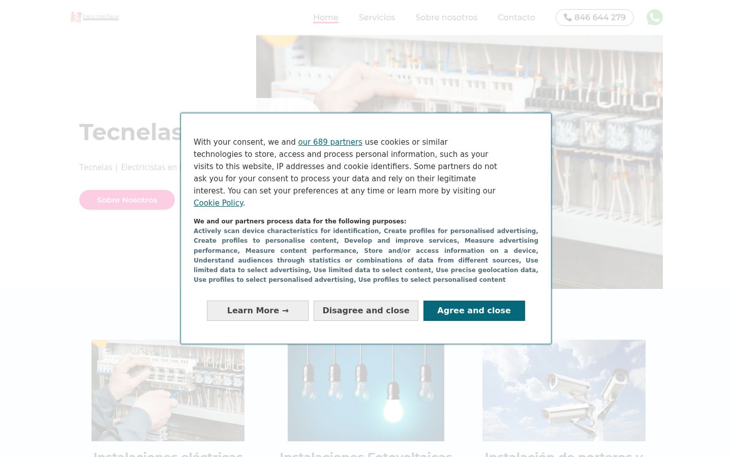 Screenshot of the consent banner shown before any interaction