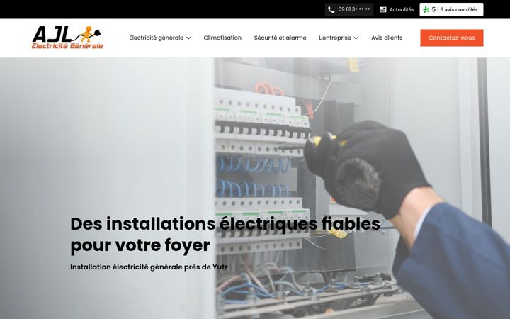 Screenshot stránky electricite-ajl.fr