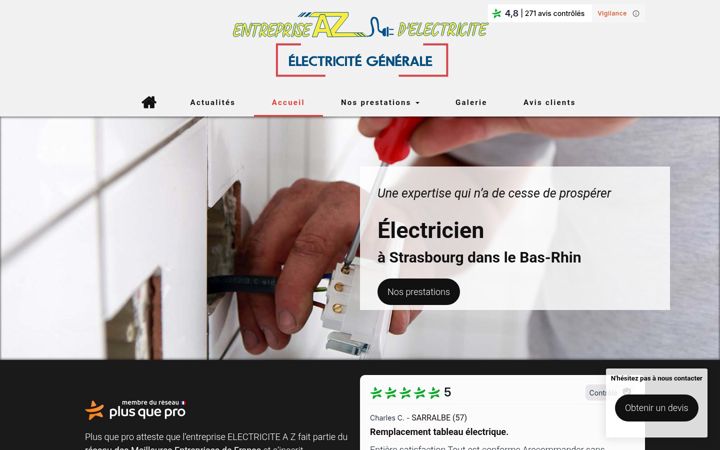 Screenshot stránky electricite-az.fr
