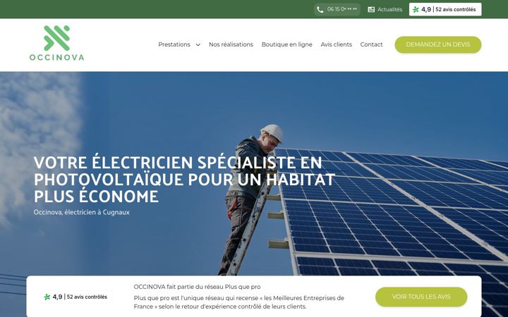 Screenshot di electricite-occinova.fr