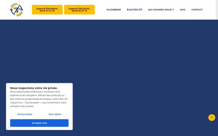 Screenshot stránky electricite-plomberie-vannes.fr