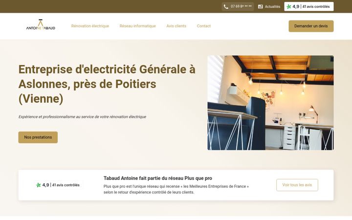 Screenshot stránky electricite-tabaud.fr