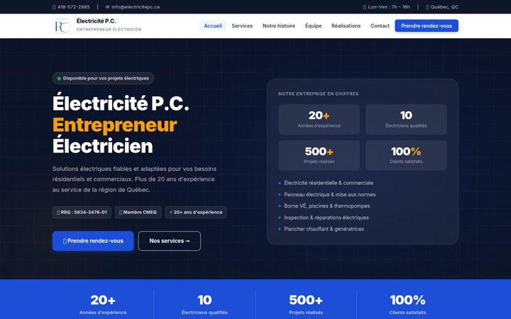Captura de ecrã de electricitepc.ca