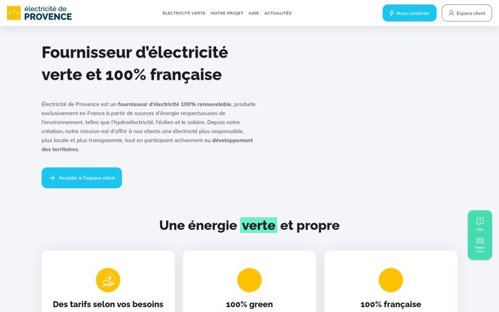 Screenshot stránky electriciteprovence.fr