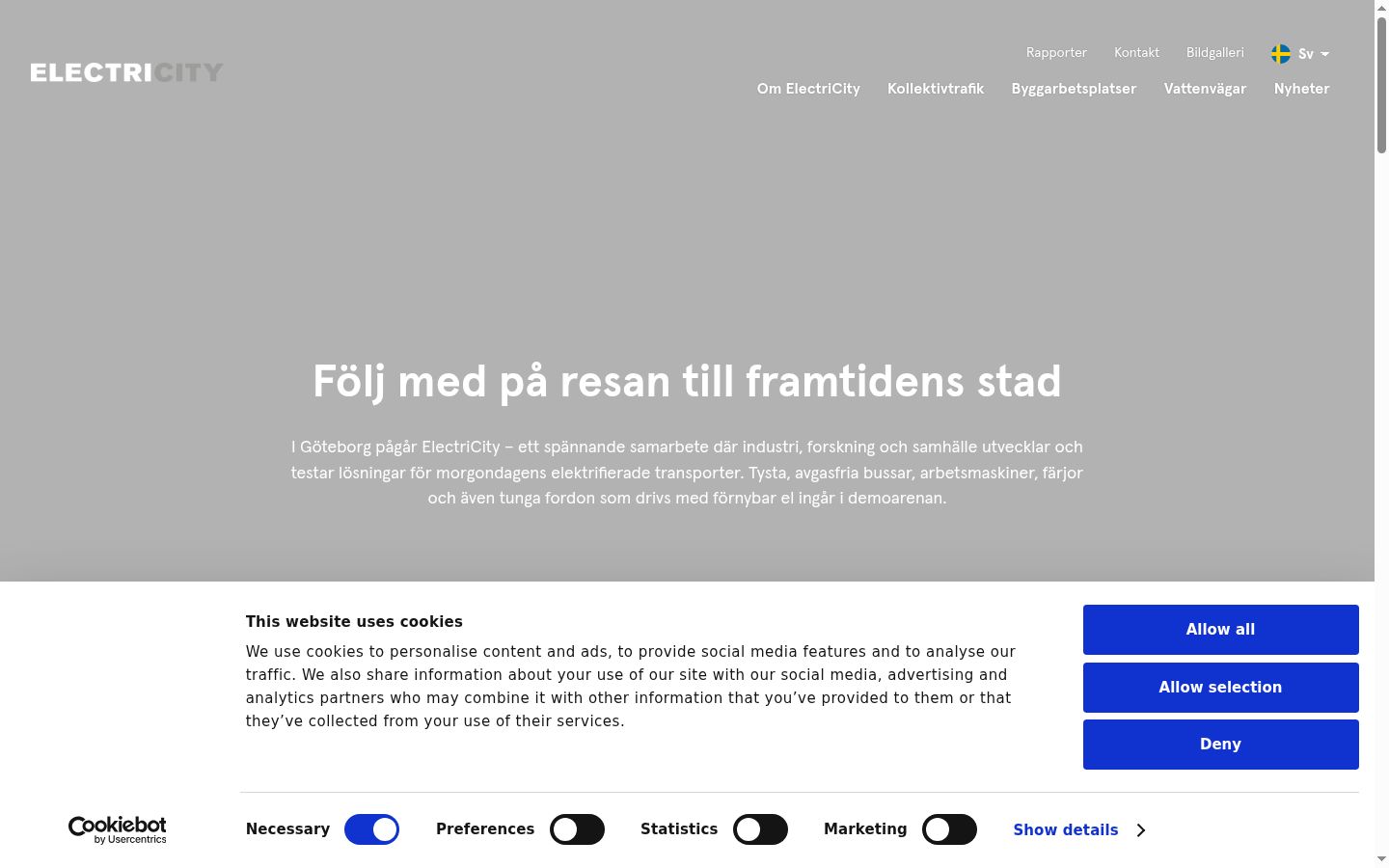 Skærmbillede af samtykkebanneret, som det blev vist før nogen interaktion