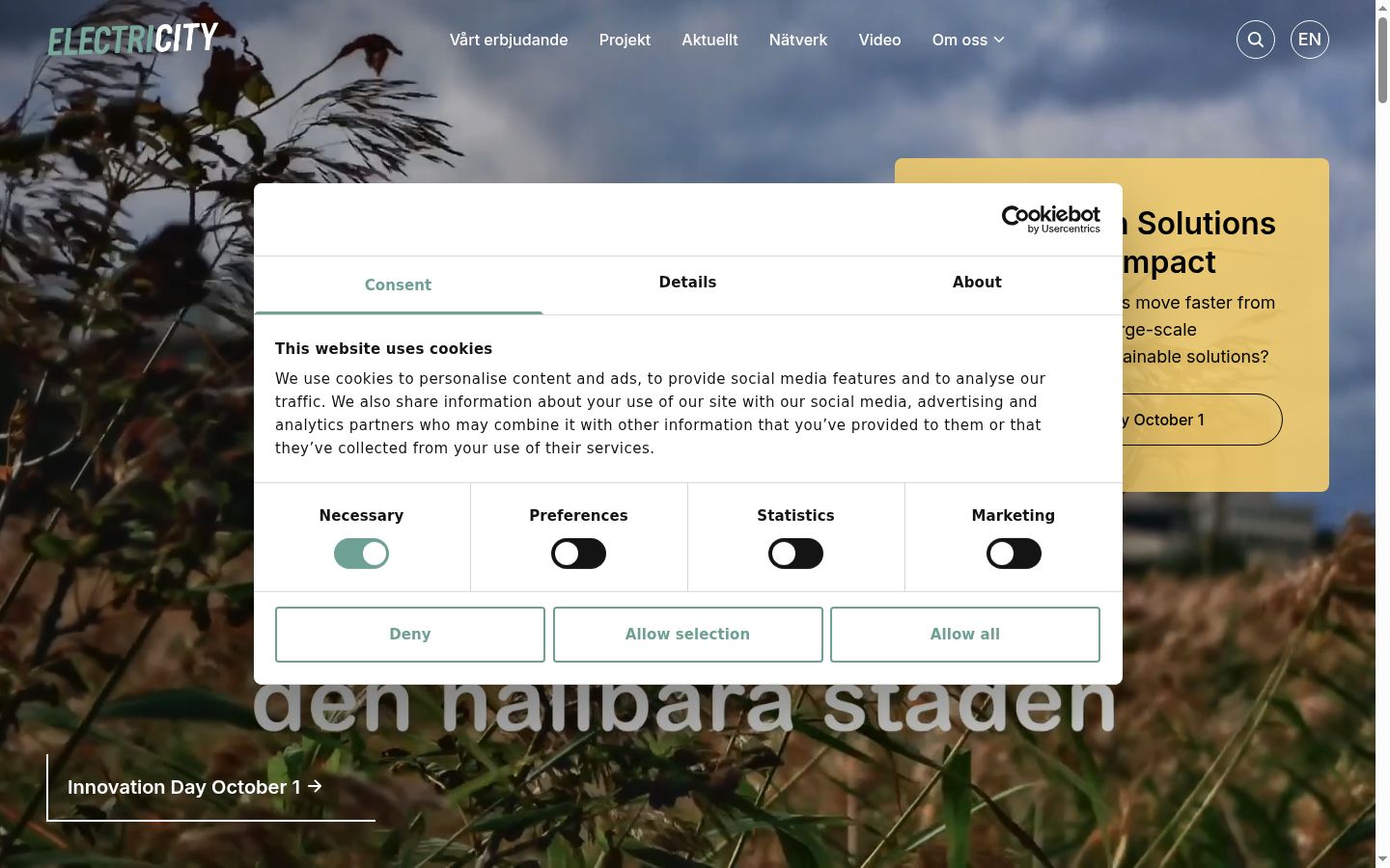 Screenshot des Einwilligungsbanners vor jeglicher Interaktion