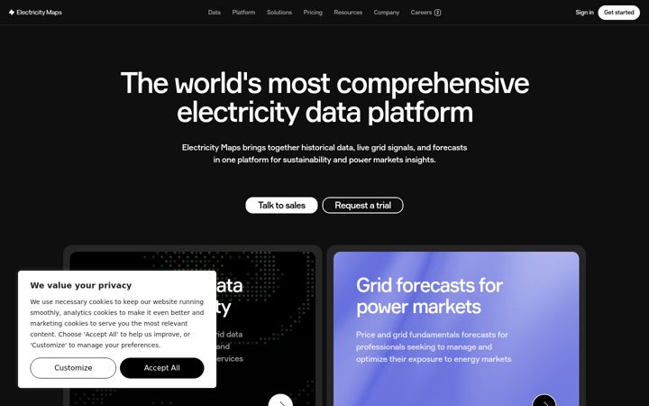 Zrzut ekranu electricitymaps.com