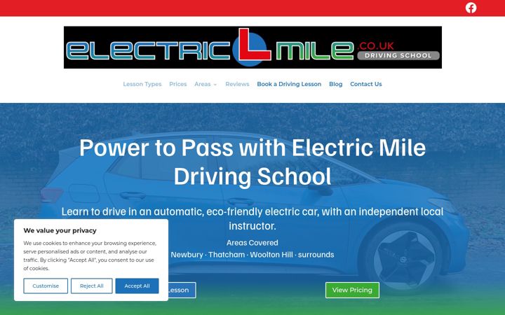 Skärmbild av electricmile.co.uk