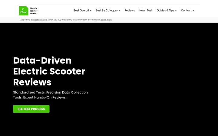 Screenshot of electricscooterinsider.com