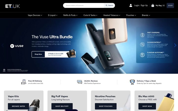 Screenshot of electrictobacconist.co.uk