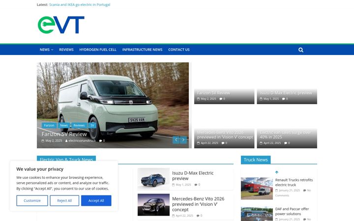 Screenshot of electricvanandtruck.com