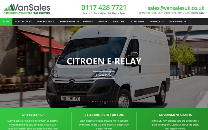 Screenshot of electricvans.co.uk