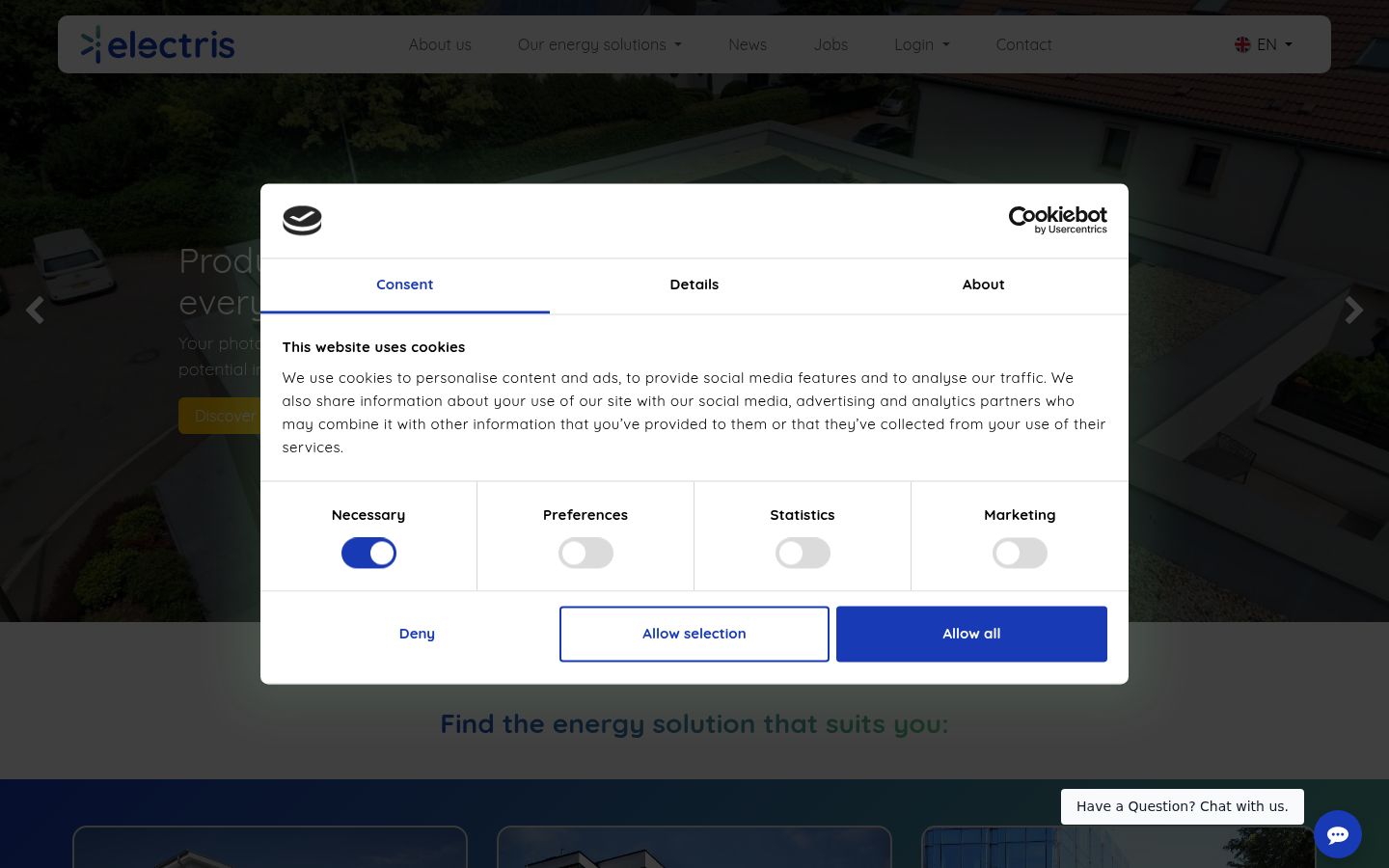 Screenshot of the consent banner shown before any interaction