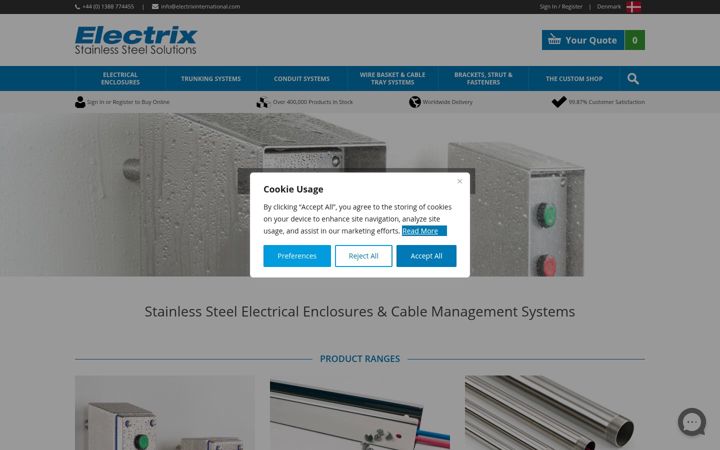 Screenshot of electrixinternational.com