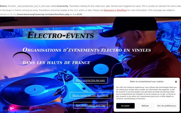 Screenshot stránky electro-events.fr