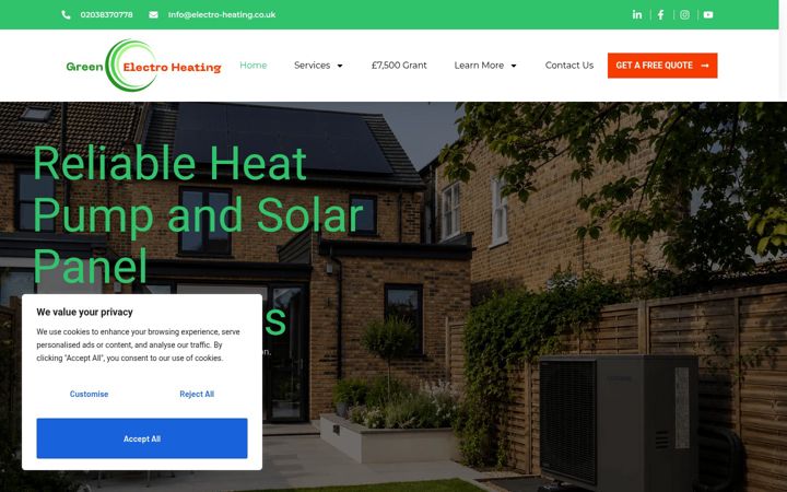 Skärmbild av electro-heating.co.uk